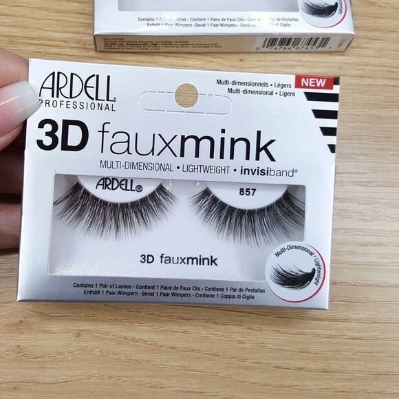 Ardell Professional 3D Faux Mink Fake Lashes 857 Lightweight Invisiband 2-Pack - Picture 2 of 5